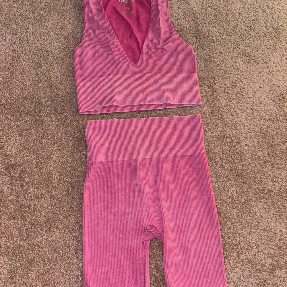 Pink Ribbed Two-Piece Set